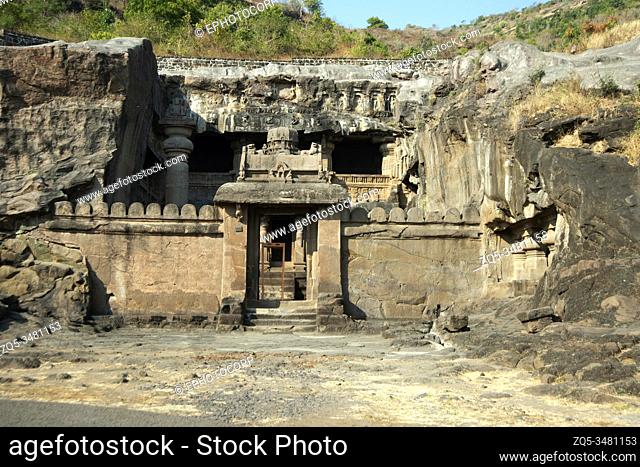 Ellora Caves, Aurangabad, Maharashtra, India General-View of Cave No. 34. Jaina cave