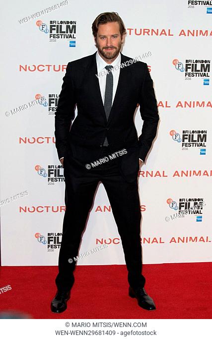 The BFI LFF Headline Gala of 'Nocturnal Animals' held at the Odeon Leicester Square - Arrivals Featuring: Armie Hammer Where: London