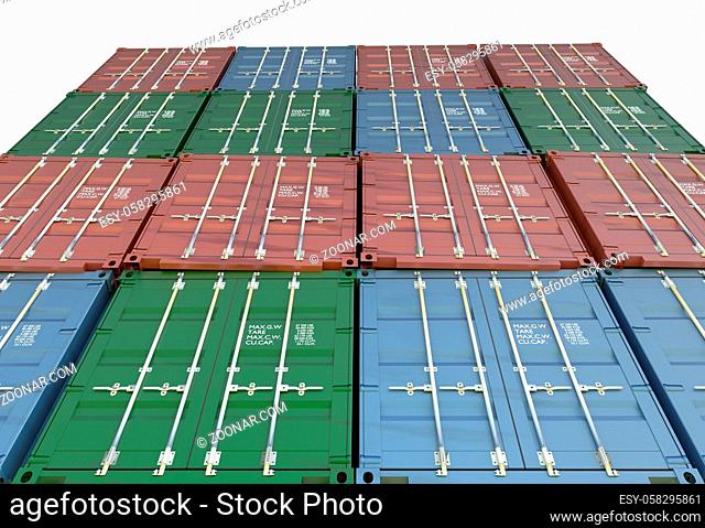 Shipping Containers 3d render isolated on white