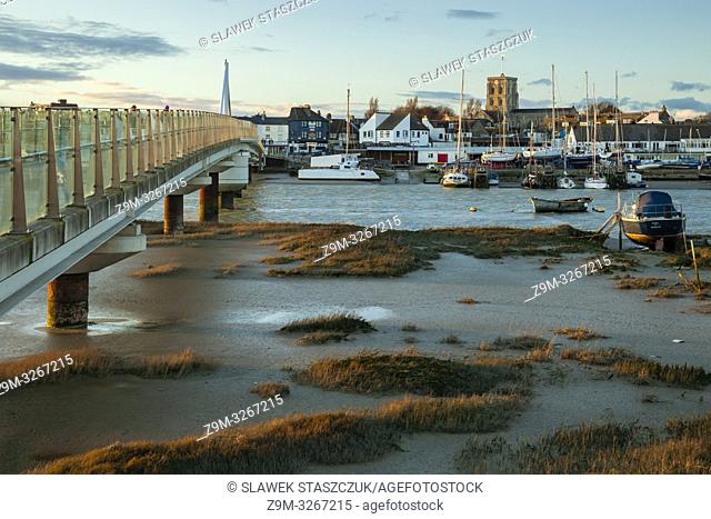 Sunset on river Adur in Shoreham-by-Sea, West Sussex, England