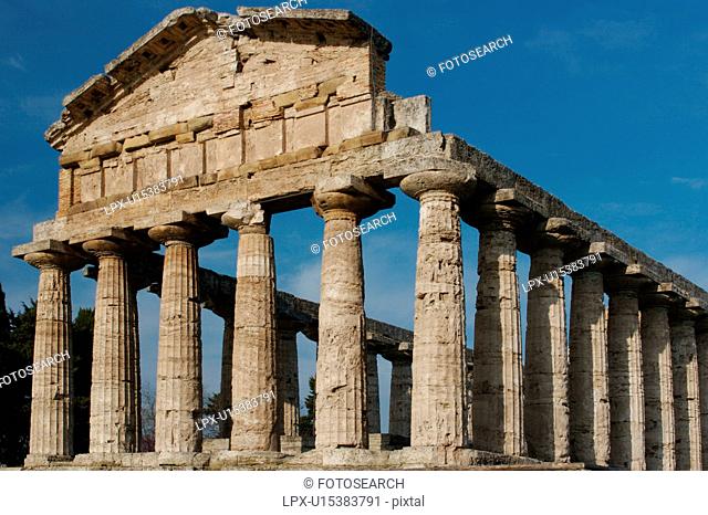 Greek Temples in Campania, Italy: Temple Ceres aka Temple of Athena, front facade
