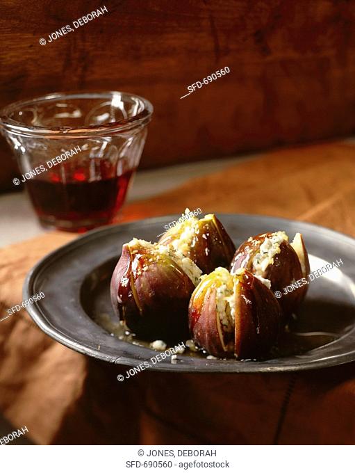 Four Cheese Filled Figs, Glass of Wine