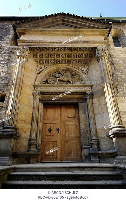 Side door, St George's Basilica, Prague Castle, Castle District, Hradcany, Prague, Bohemia, Czech Republic