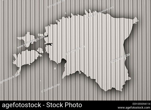 Karte von Estland auf Wellblech - Map of Estonia on corrugated iron