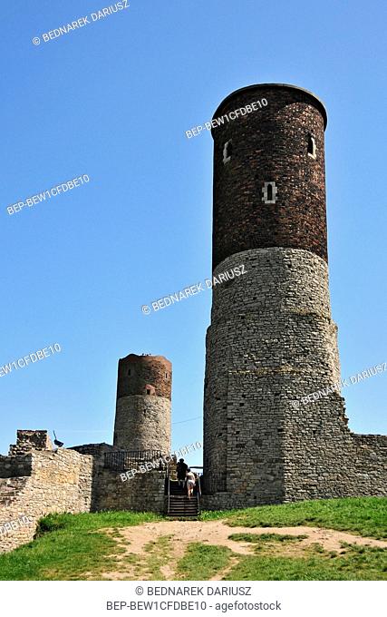 Ruins of the royal castle in Chentshin, Swietokrzyskie Voivodeship, Poland. The construction of the fortress probably began around the 13th or 14th century