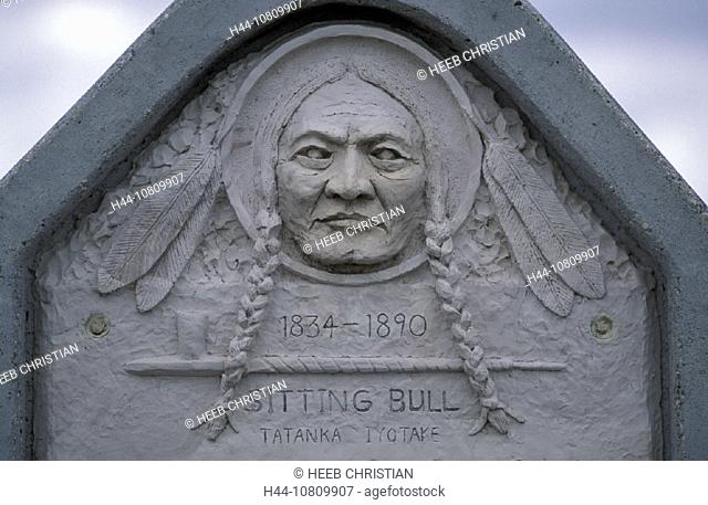 Chief Sitting Bull Memorial Head Stone, North Dakota, Mobridge, USA, America, United States, North America, Native A