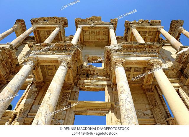 Celsus Library Ancient Ephesus Turkey Kusadasi Aegean Mediterranean