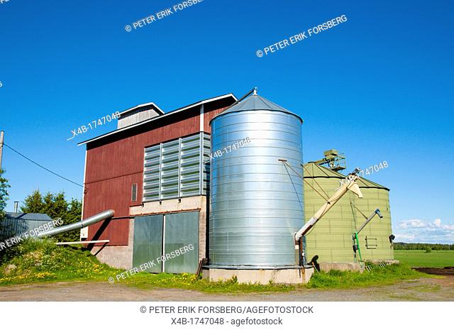 Agricultural silos used to bulk store grain Hyvelä district Pori Finland Europe