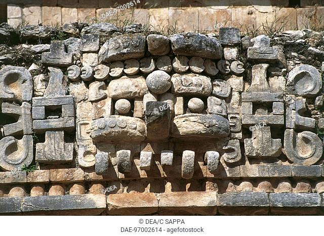Mexico - Yucatan State - Sayil archaeological site - El Palacio (The Palace) - Mask of the God Chac