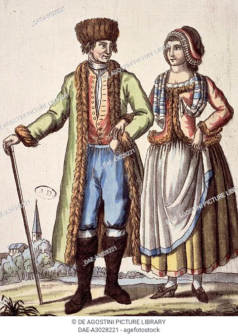 Couple from Prague, engraving by Jacques Grasset de Saint-Sauveur (1757-1810).  Paris, Bibliothèque Des Arts Decoratifs (Library)
