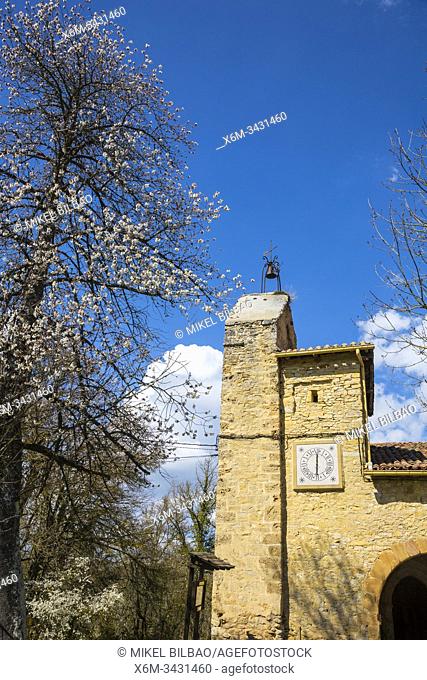 Church. Lalastra village. Desfiladero del Rio Puron route. Valderejo Natural Park, Alava, Spain, Europe