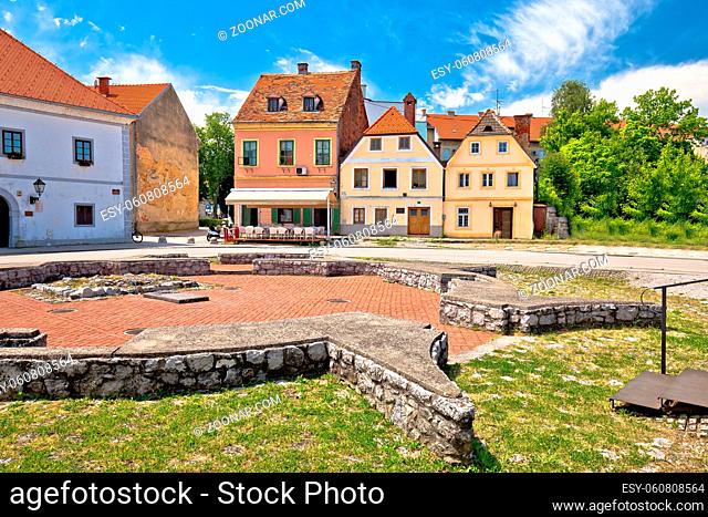 Town of Karlovac square and colorful architecture view, central Croatia