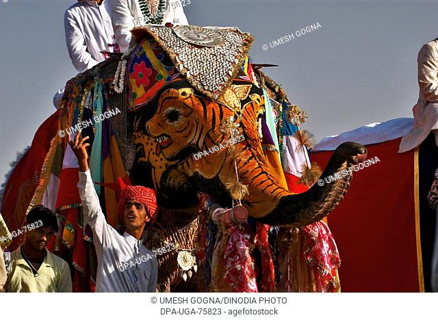 Elephant Decoration , Elephant Festival 2004 , Chuagan Stadiam , Jaipur , Rajasthan , India