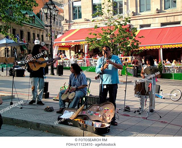 Montreal, Canada, QC, Quebec, Old Port, Old Montreal, Place Jacques Cartier, street musicians