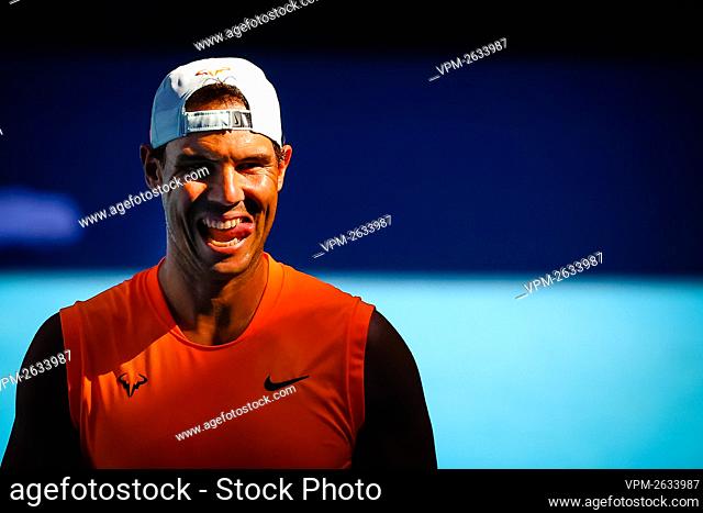 Spanish Rafael Nadal pictured during a training session ahead of the 2021 ATP Cup, at Melbourne Park, in Melbourne, Sunday 31 January 2021