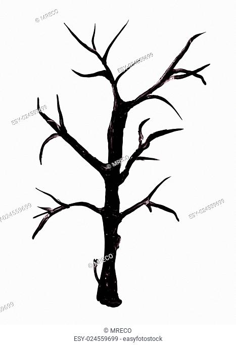 Bare tree painting isolated on white