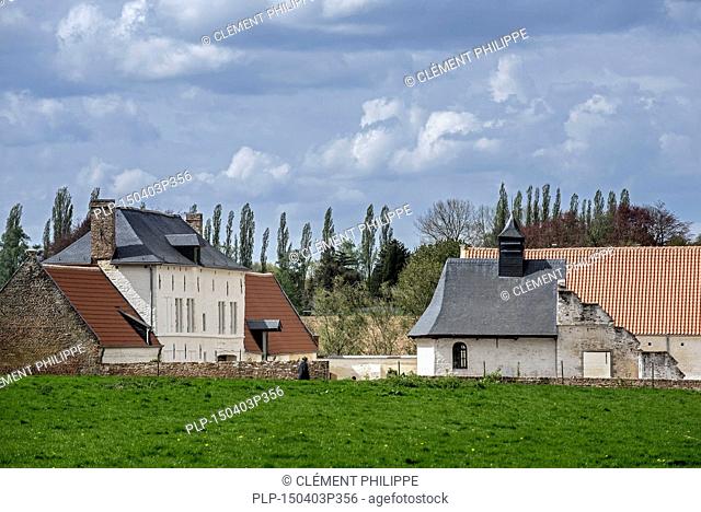 Château d'Hougoumont, farmhouse where British and other allied forces faced Napoleon's Army at the Battle of Waterloo on June 18, 1815, Braine-l'Alleud, Belgium