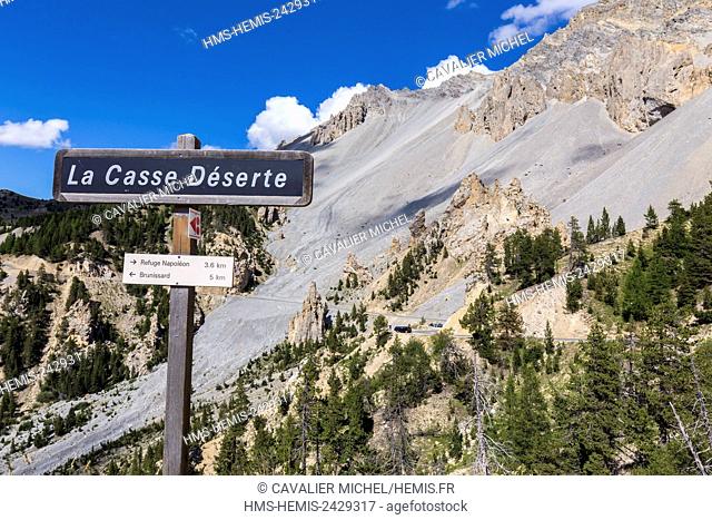 France, Hautes Alpes, Parc Naturel Regional du Queyras (Natural regional park of Queyras), lunar landscape of the Casse Déserte has closeness of the pass of...