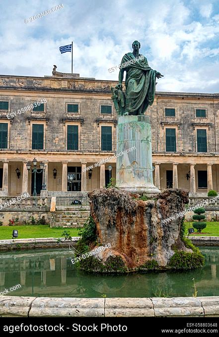 Statue to Sir Frederick Adam outside Asian Art museum in Corfu