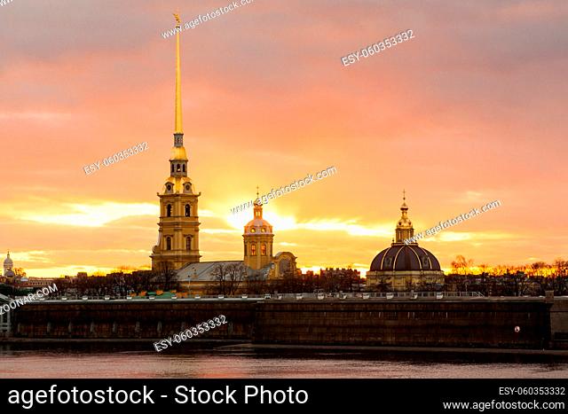 Peter and Paul Fortress, Saint-Petersburg in summer sunny day, Russia