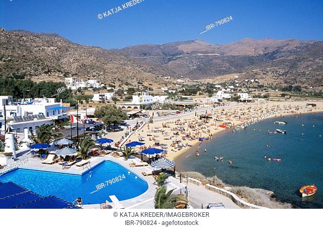 Harbour bay, Milopotas Beach, Ios Island, Cyclades, Greece, Europe