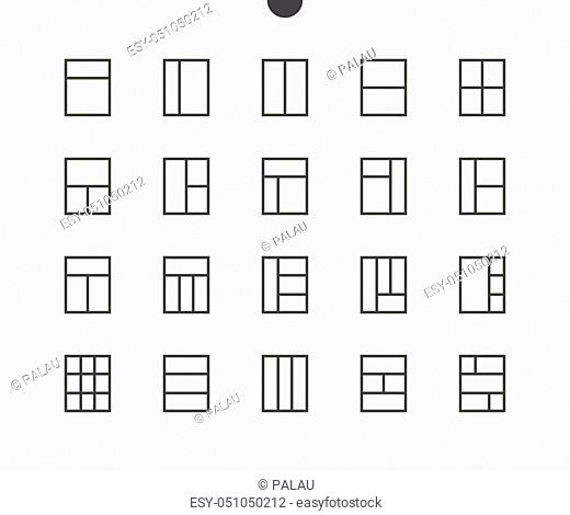 Layout UI Pixel Perfect Well-crafted Vector Thin Line Icons 48x48 Ready for 24x24 Grid for Web Graphics and Apps with Editable Stroke