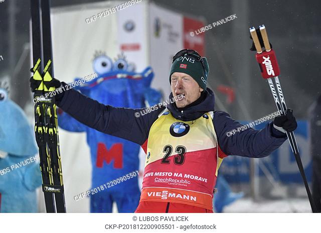 Norwegian Johannes Thingnes Bo won the men's 10 kilometre sprint in the biathlon World Cup race in Nove Mesto na Morave, Czech Republic, December 20, 2018