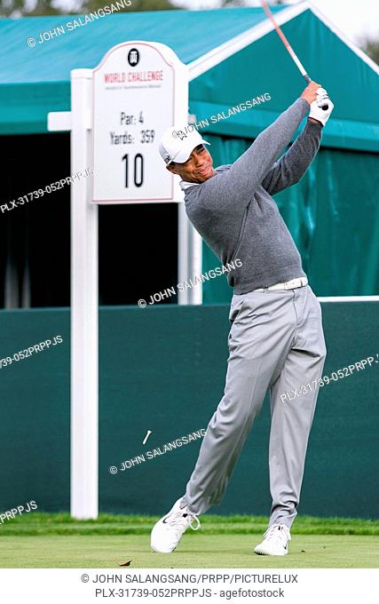 Tiger Woods gets in some time on the driving range and a few holes in preparation to this weekends 2012 World Challenge at Sherwood Country Club on November 27