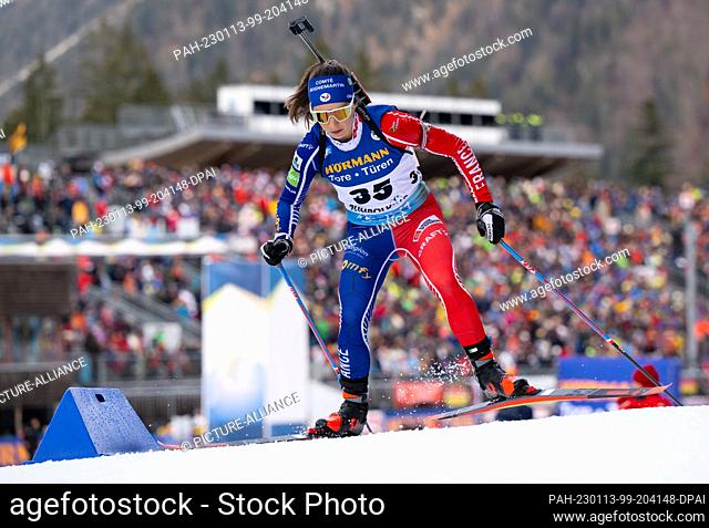 12 January 2023, Bavaria, Ruhpolding: Biathlon: World Cup, individual 15 km, women. Anais Chevalier-Bouchet from France in action