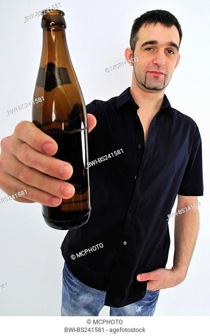 man with bottle of beer