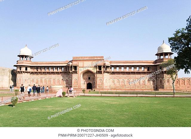 Tourists in front of a fort, Jahangiri Mahal, Agra Fort, Agra, Uttar Pradesh, India