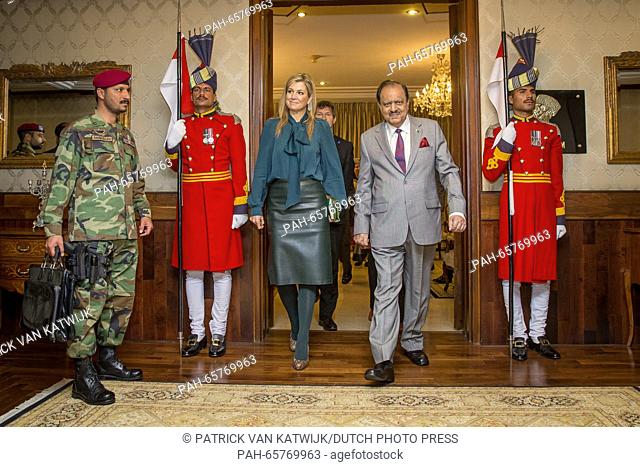Queen Maxima of the Netherlands  during an meeting with the President of Pakistan Mamnoon Hussain at the residential palace islamabad on 11 february 2016