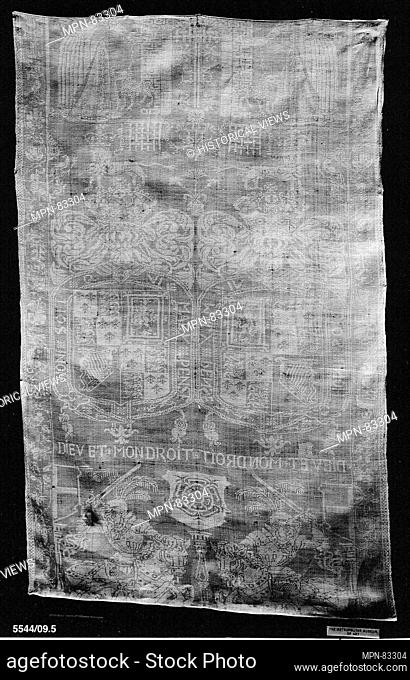 Napkin. Date: 1702-7; Culture: British or Flemish; Medium: Linen; Dimensions: 43 3/4 x 28 inches (111.1 x 71.1 cm); Classification: Textiles-Woven