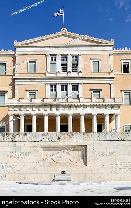 The Hellenic Parliament building in Athens, Greece