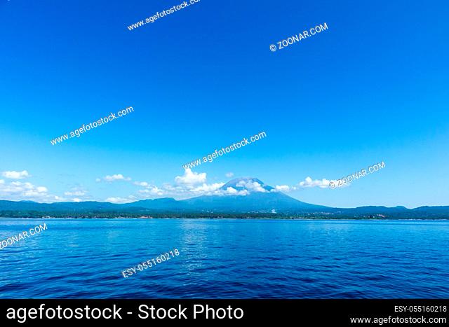 Agung volcano view from the sea. Bali island, Indonesia