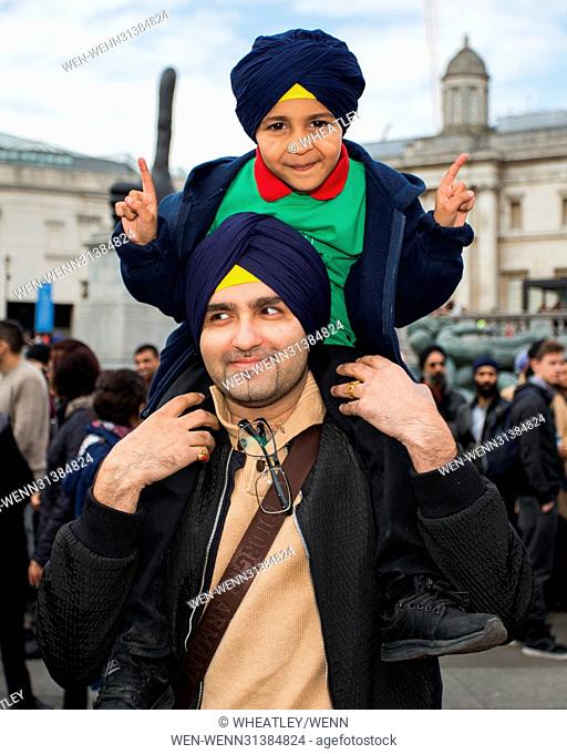 Aisakhi attends a celebration of Sikh & Punjabi culture in Trafalgar Square for the Sikh New Year Featuring: Atmosphere, View Where: London
