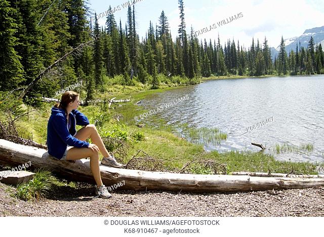 17 year old girl by Summit Lake, Waterton Lakes National Park, Alberta, Canada