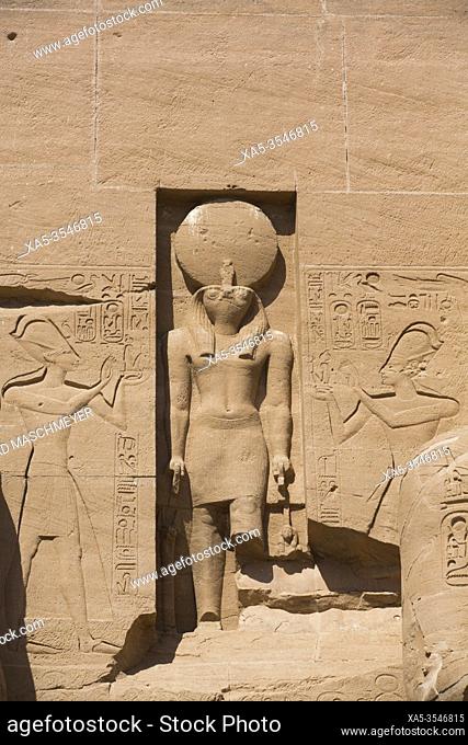 Statue of the God Re Harakhte, Ramses II Temple, UNESCO World Heritage Site, Abu Simbel, Egypt