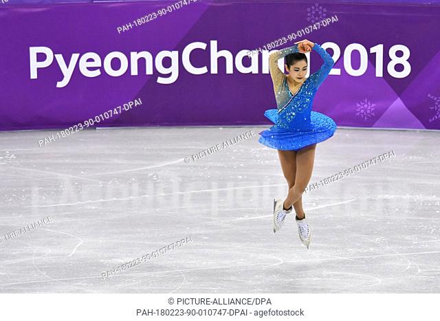 Japan's Satoko Miyahara in action at the women's figure skating singles at the Gangneung Ice Arena in Gangneung, South Korea, 23 February 2018