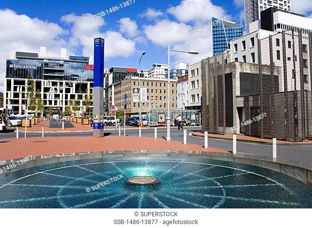 Fountain at Britomart Transport Centre, Taku Square, Central Business District, Auckland, North Island, New Zealand