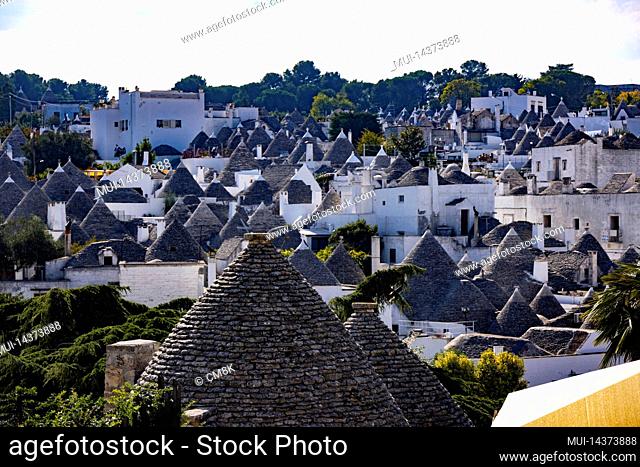 Famous Trulli houses in the town of Alberobello in Italy