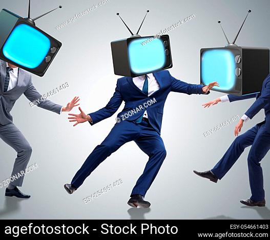 The media zombie concept with man and tv set instead of head