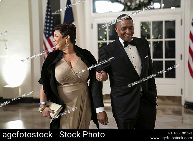Rep. Gregory Meeks, D-New York, and Ebony Meeks-Laidley arrive to attend a State Dinner in honor of President Emmanuel Macron and Brigitte Macron of France...