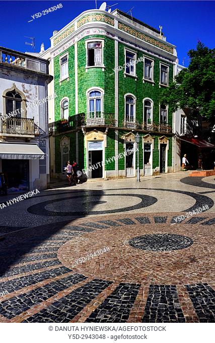 Calçada portuguesa, Praça Luis de Camoes, historic part of Lagos city, Algarve, Portugal, Europe