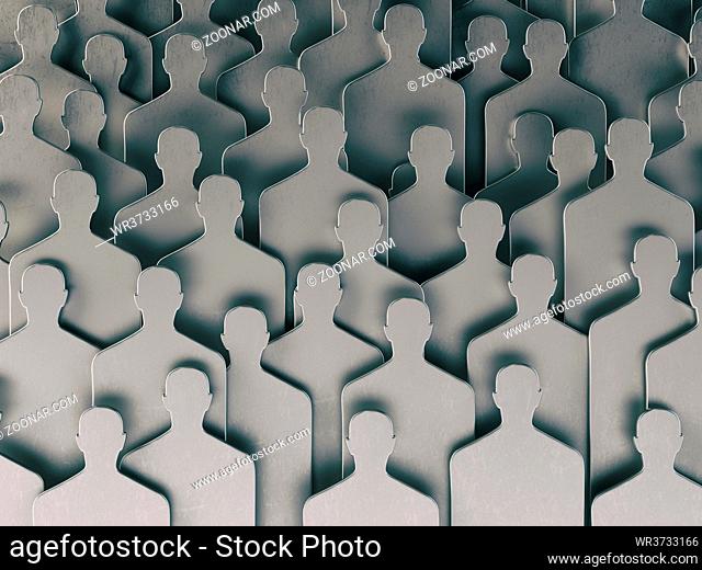 Backgound from shapes of people. Human resources and recruitment. 3d illustration