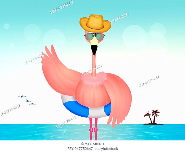 pink flamingo in summer