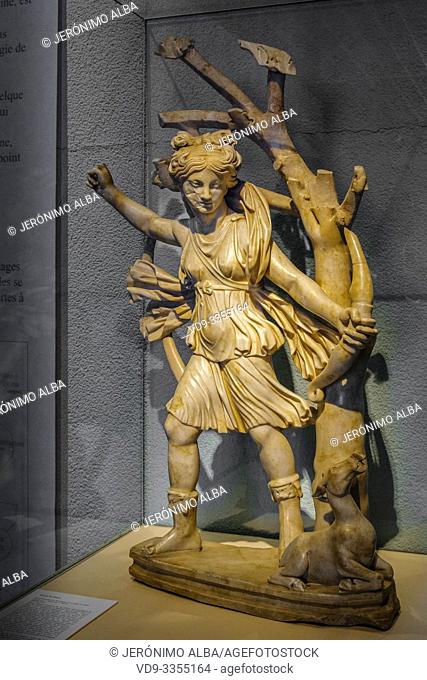 Statue of the Roman goddess Diana of Saint-Georges-de-Montagne. Roman rests room gallo Roman era, Musée d'Aquitaine, Aquitaine museum