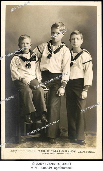 EDWARD VIII as Prince Edward with his brother Albert (later George VI), and his brother Henry (later Duke of Gloucester)