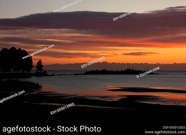 Colourful morning scene at the shore of Lake Vanern, Sweden