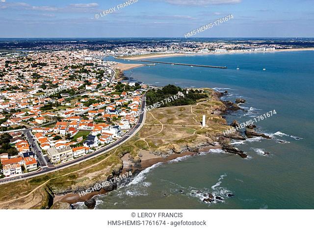 France, Vendee, Saint-Hilaire-de-Riez, the Pointe de Grosse Terre (aerial view)